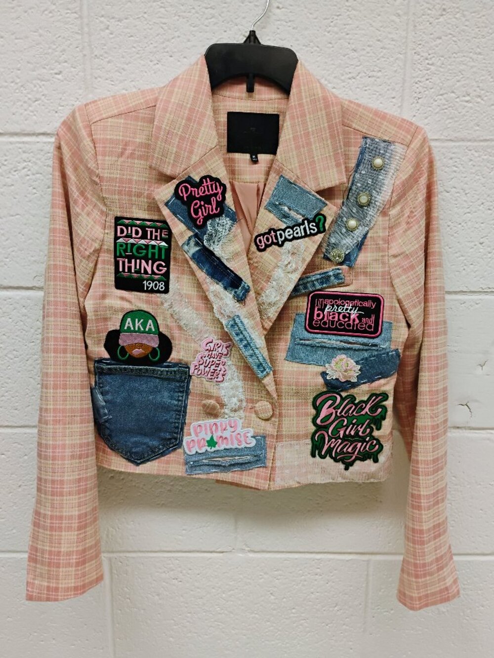 Pink Plaid cropped blazer - AKA design